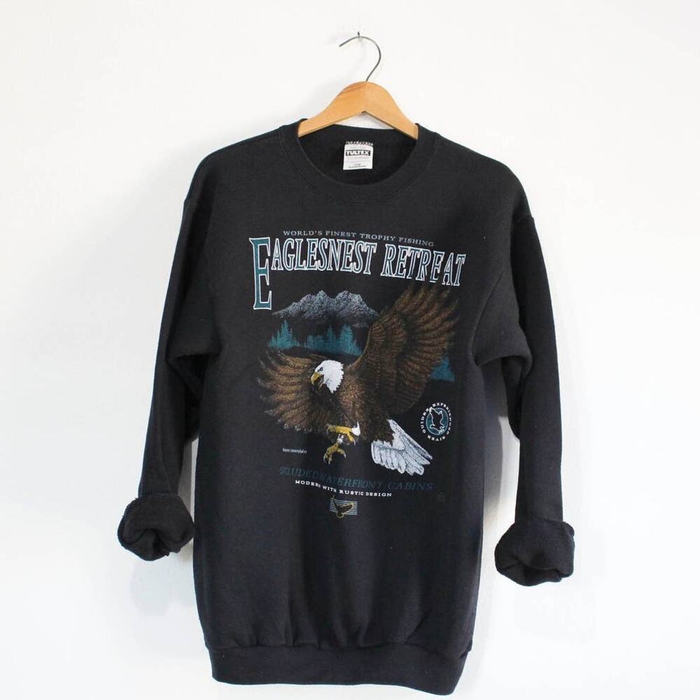 Vintage Eagles Nest Retreat Bald Eagle Wilderness Sweatshirt Large